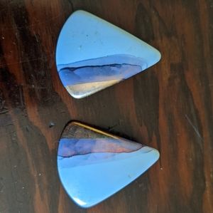 Blue gold art deco earrings